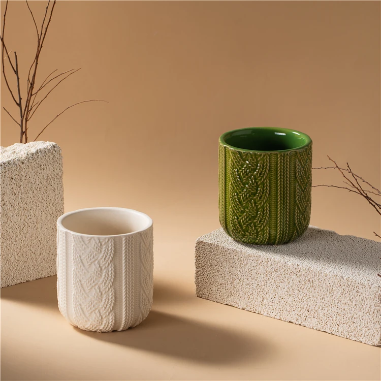 nordic custom home christmas decoration ceramic candle vessel cylinder ceramic candle jars