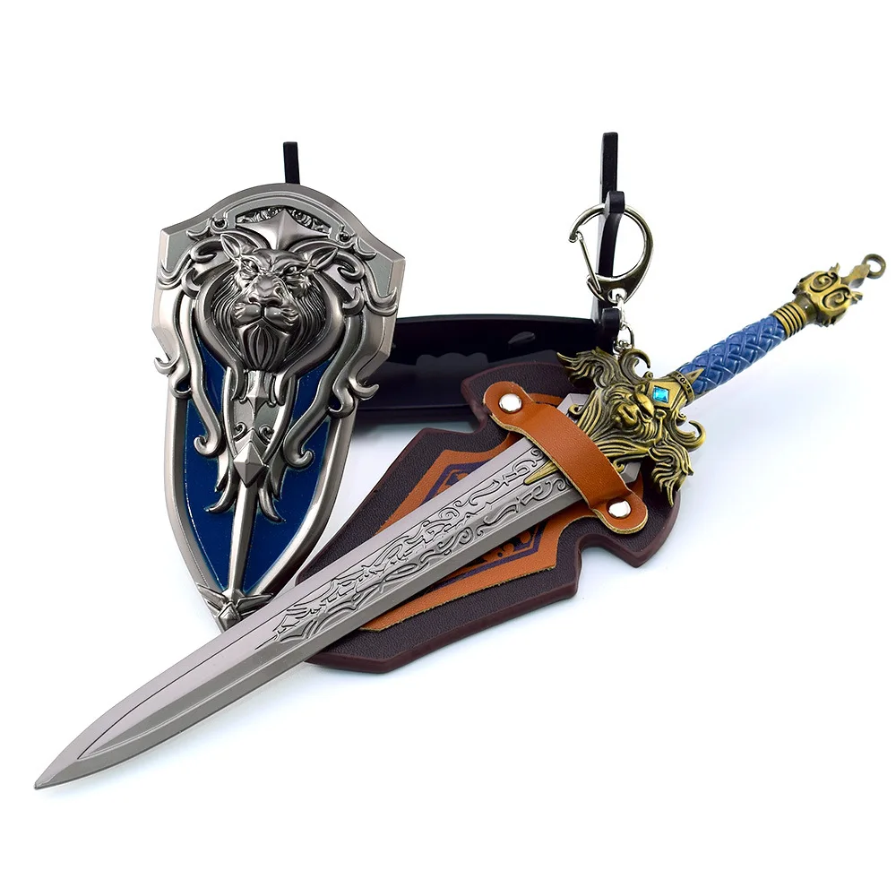 King Lane High Quality Alloy Shield Sword Set Modern Game Weapon Model Keychain for Collection or Gift Shield and sword set