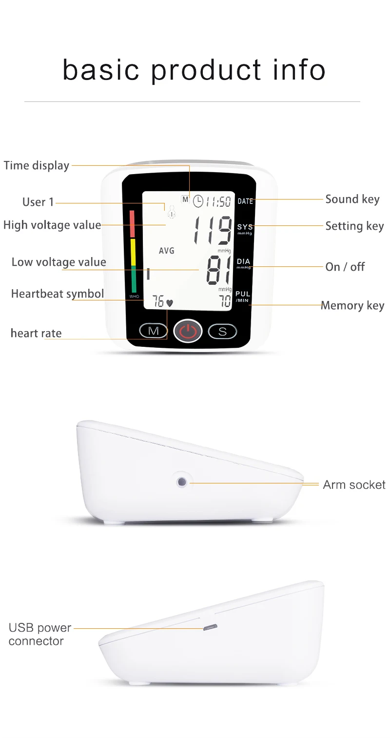 
Health monitoring devices blood pressure monitor bp hand digital sphygmomanometer 