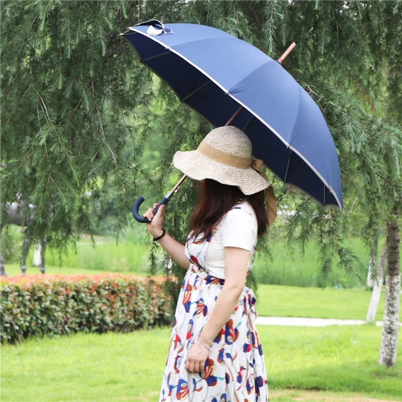 RST high quality auto open white fiberglass carbon umbrella straight promotional 12 ribs long umbrellas with logo prints