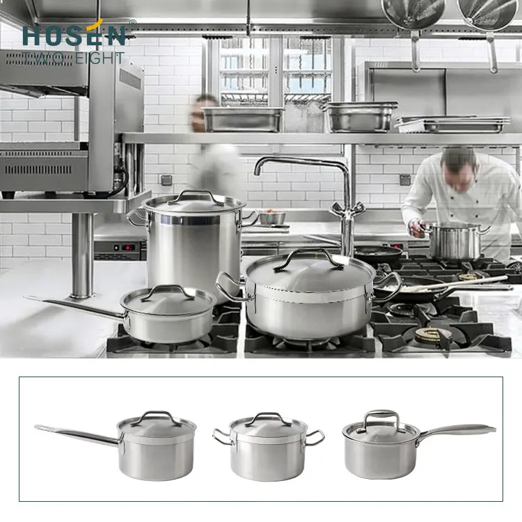 Hotel Kitchen Non Stick Cooking Pot Set Stainless Steel Casserole  Cookingware Cookware Set Cookware  Soup & Stock Pots Sets