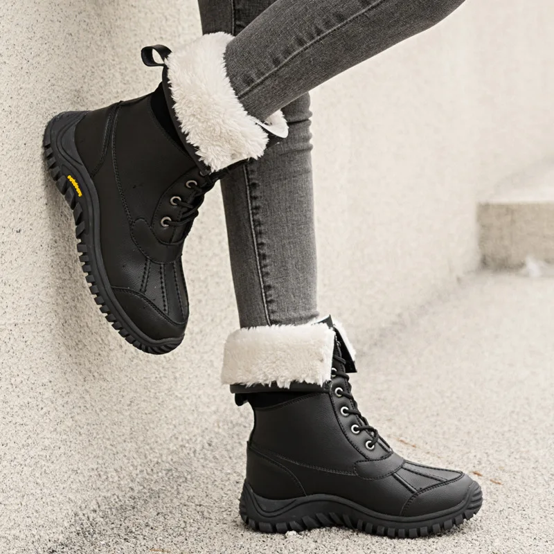 High-top outdoor snow boots ladies plus velvet thick warmth large size waterproof casual sports shoes