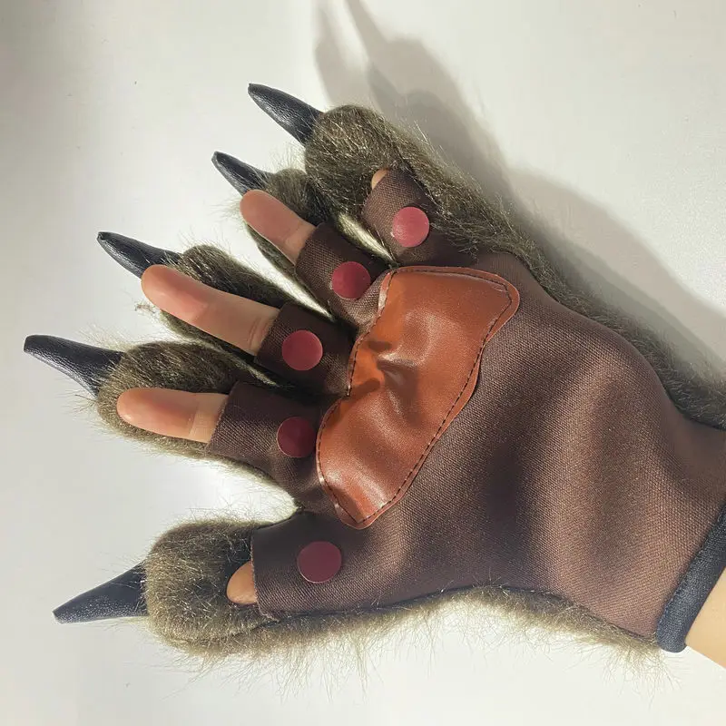 Handmade Plush Hairy Hands Animal Paw Gloves Accessory Of Soft Cute Cat Paw Halloween Cosplay Plush Animal bear Paw Gloves