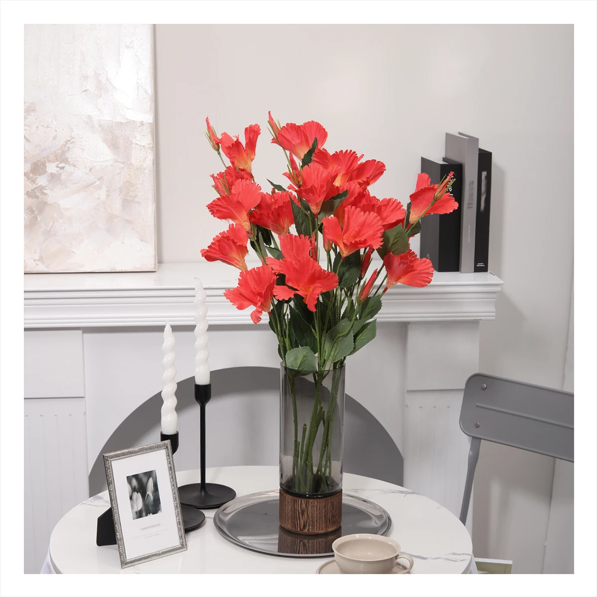 PHCSM-006 Wedding Home Bedroom Decoration Single Stem Artificial Hibiscus Centerpiece Flower