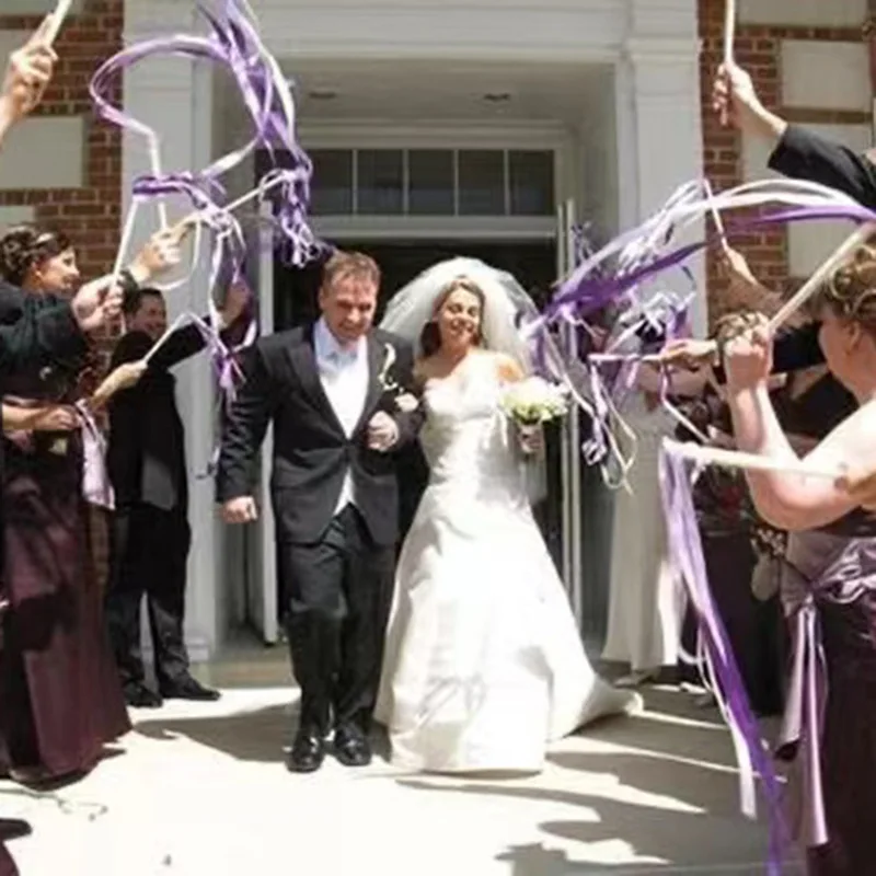 Factory Direct Sale Custom Wedding Luxury Fairy sticks Fabric Colored Ribbons 3 in 1 Bell Magic Sticks For party