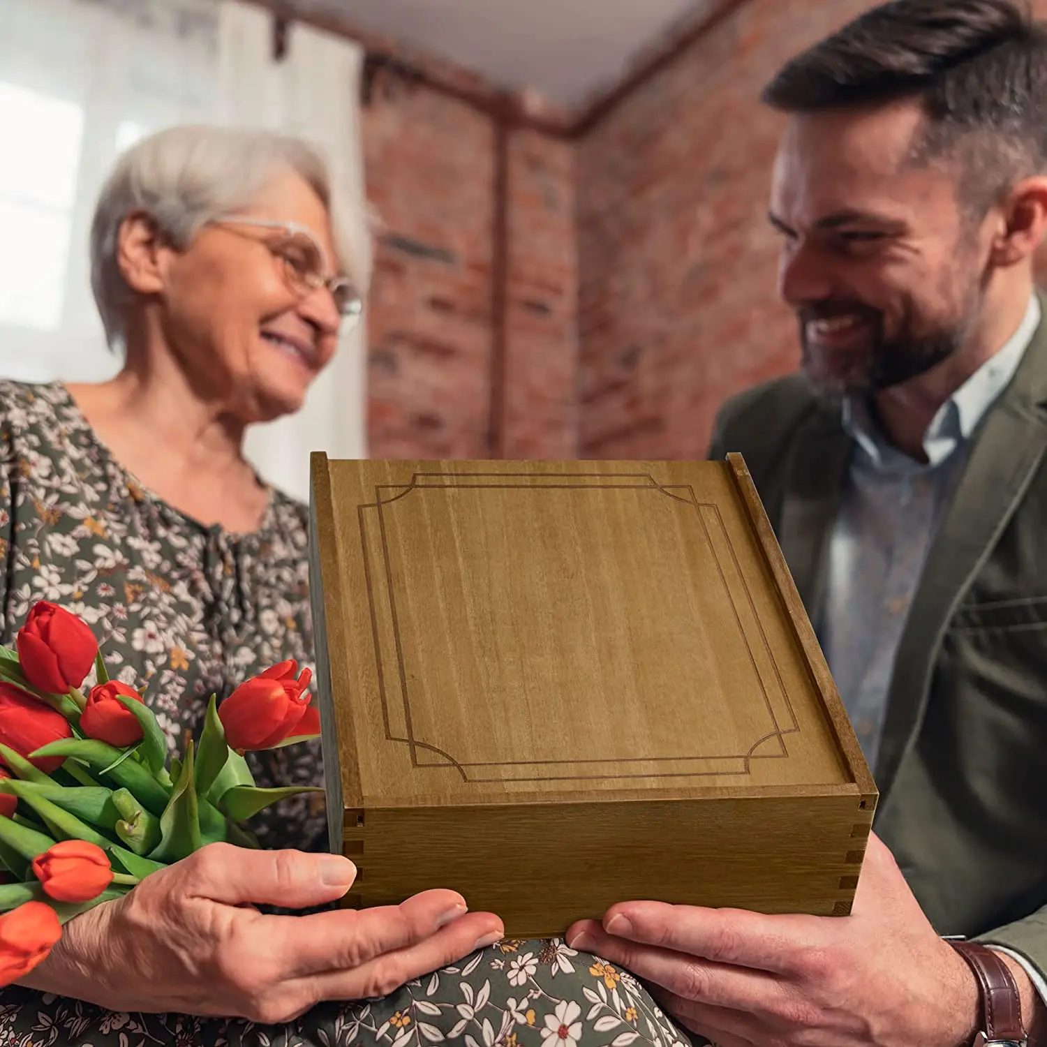 Dilun Customized Memory Keepsake Box -Paulownia Wooden Box  With Sliding Lid  for Jewelry, Trinkets, Letters, Souvenirs, Photos