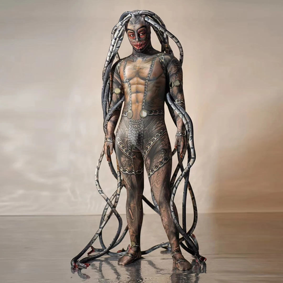 Halloween Horror Party Snake Tentacles Monster Cosplay Stage Costume Role Playing Bodysuits Men Jumpsuits Show Performance Wear