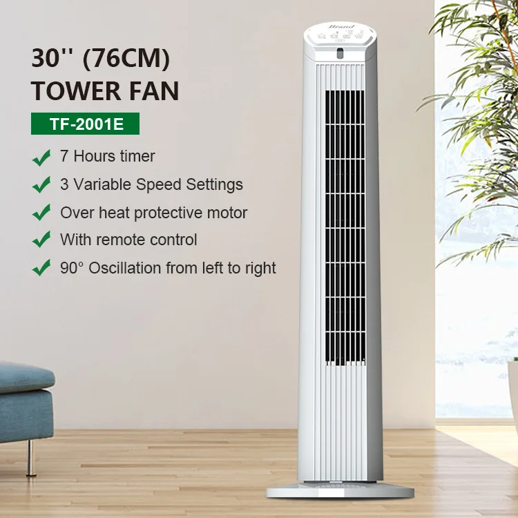 LED Indicator Plastic Housing 45W Ac Motor 30 Inch Electric Tower Fan
