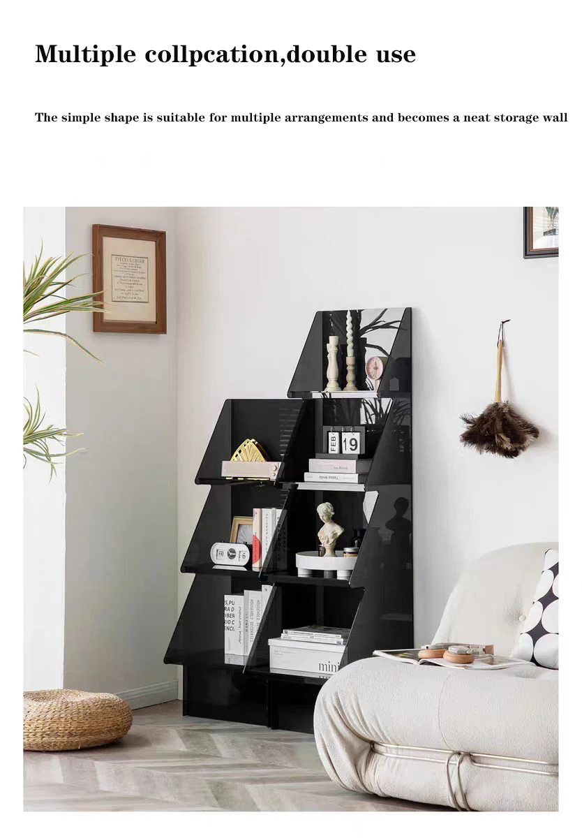 Acrylic Bookshelf Floor Storage Rack Living Room Display Rack Storage Christmas Tree Style