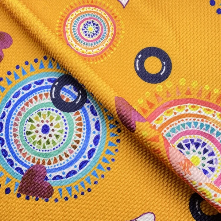 Custom no moq digital printing 100% polyester stretch printed knitted bullet fabrics for women clothing