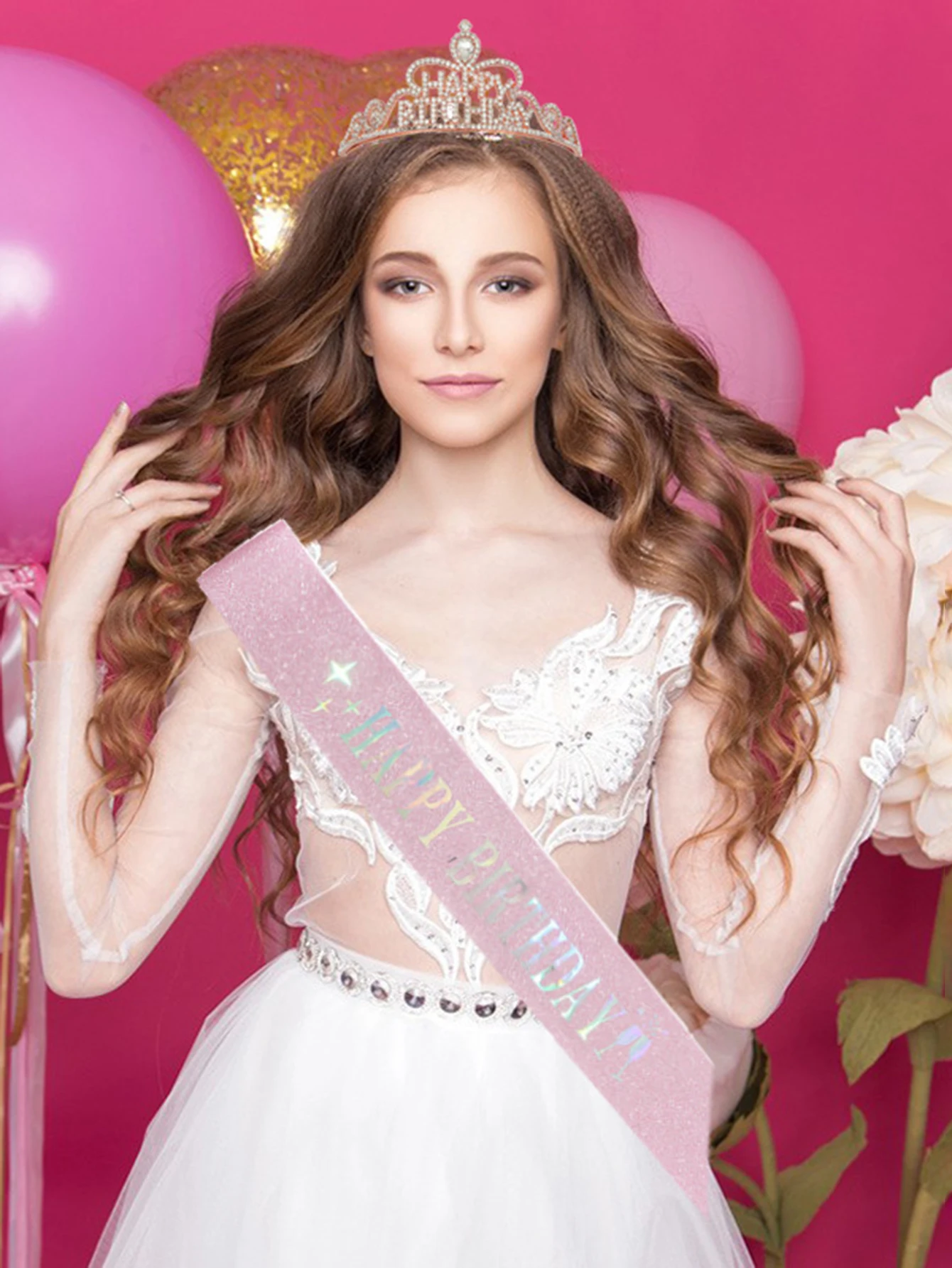 Made In China Fairy Crown Birthday Girl  Happy Birthday Ribbon Wholesale Crowns And Tiaras Set