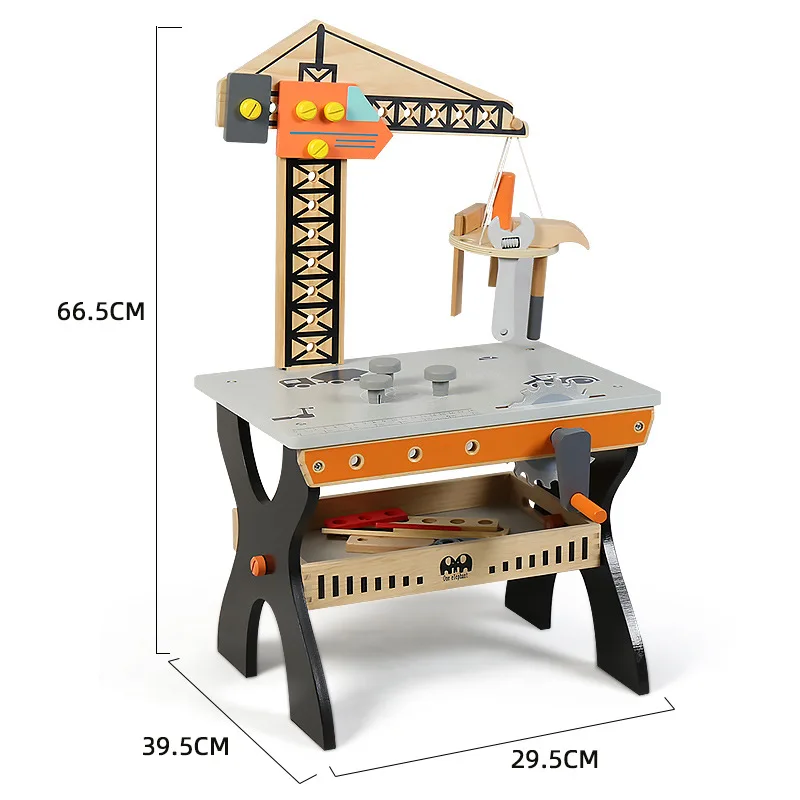 Wooden Assemble Educational Crane Tool Table Educational Pretend Play Toy Kids