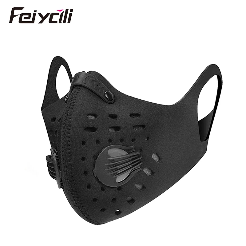 pm 2.5 breath for running cycling adjustable black fitness costomized sports training neoprene sport mask with filter and valve