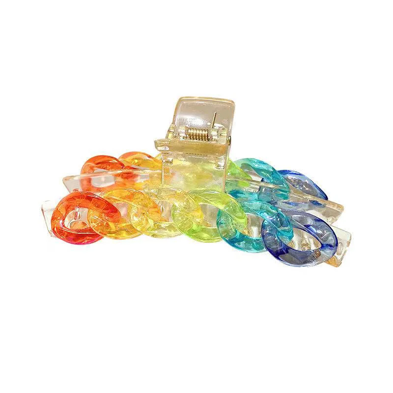 Заколка для волос с радужным градиентом ярких цветов, милая шпилька для волос в японском и южнокорейском стиле, аксессуары для волос