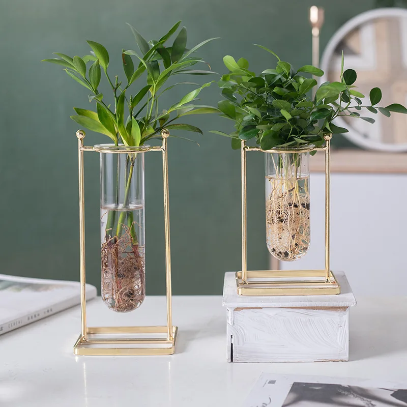 Стеклянная ваза из розового золота для украшения стола ресторана Геометрическая гидропоники цветов растений