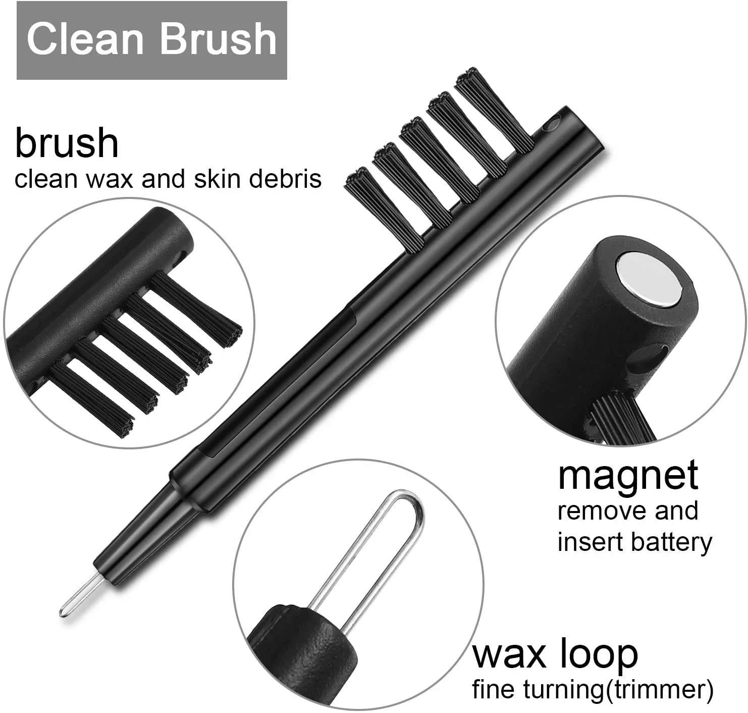 Hearing Aid Clean Brush with Magnet Spare Parts Accessories 5 to 7 hole brushes clean Kits Accessories with loop