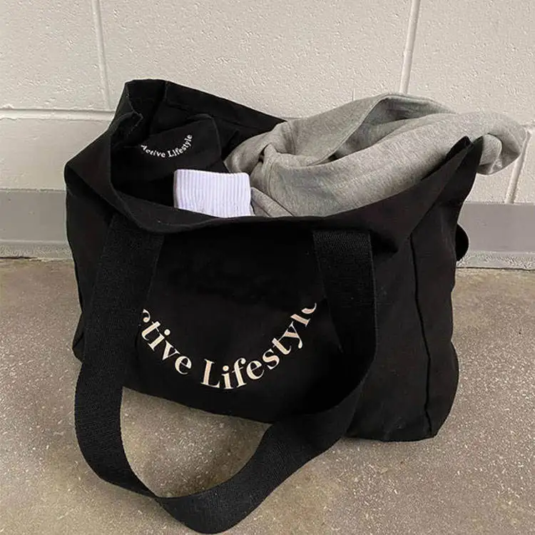 Promotional Travel Large Designer Cute Custom Logo Print Size Washable Durable Blank Tote Cotton Shopping Canvas Bag