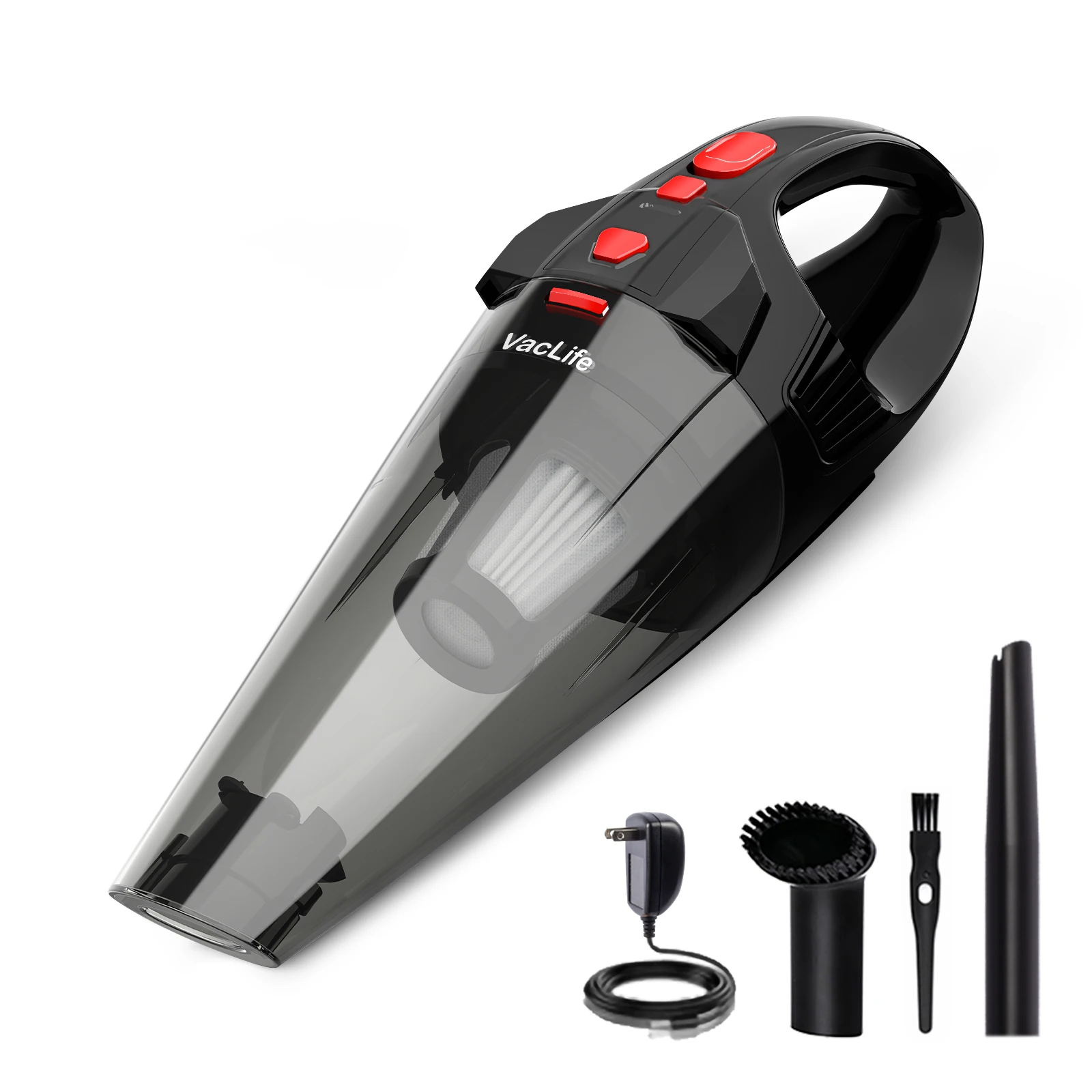 Vaclife Mini Vehicle Vacuum Cleaner Hot Selling Red Battery Big Brush Motor 65 Dry Handheld with LED Lights Hand Held 2000 1kg