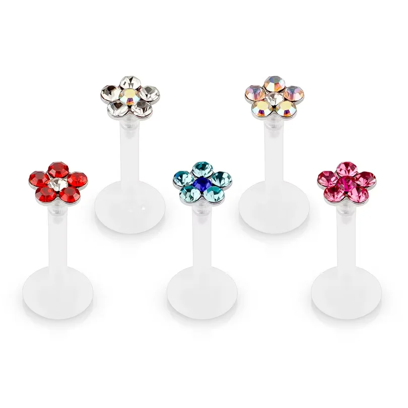 PTFE Flower Labret Monroe Piercing Bioflex Lip Ring Helix Piercing Tragus Cartilage Earrings