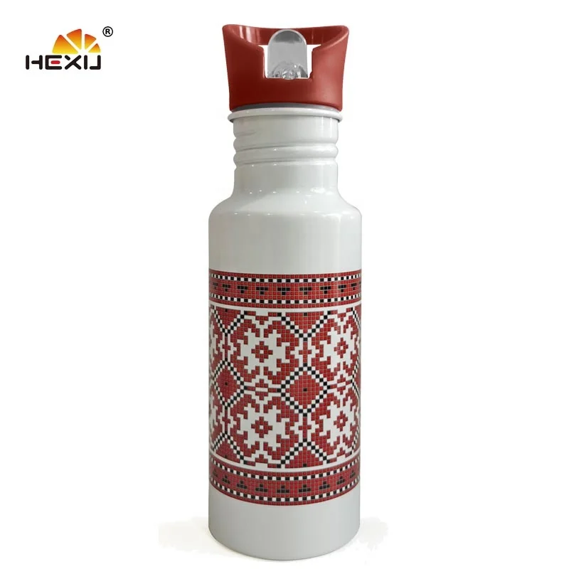 BPA Free 500ml Single Wall Aluminum Football Sport Water Bottle With Straw Lid