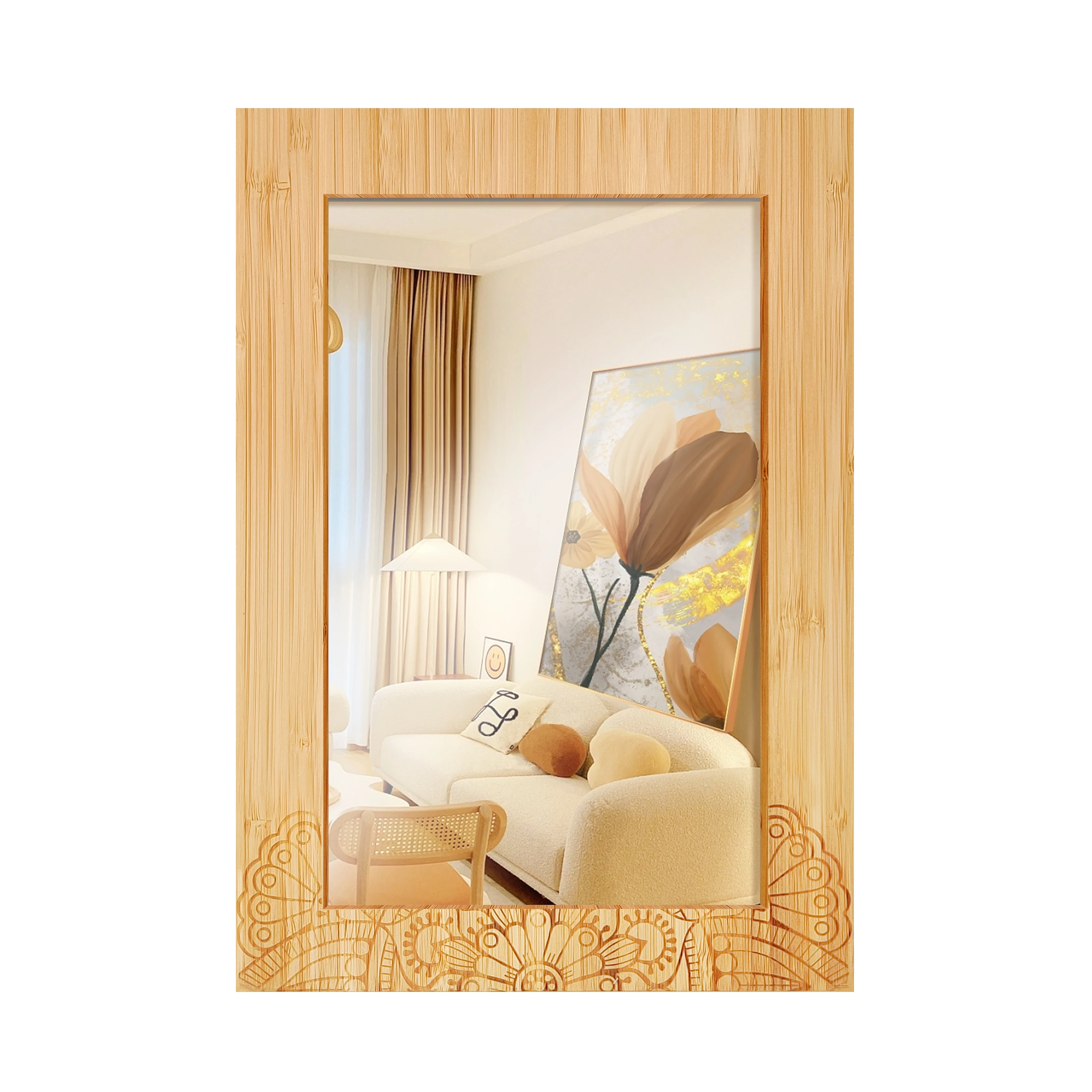 YCZM Wholesale New Design European style decoration Pictures Display Bamboo wooden photo frame