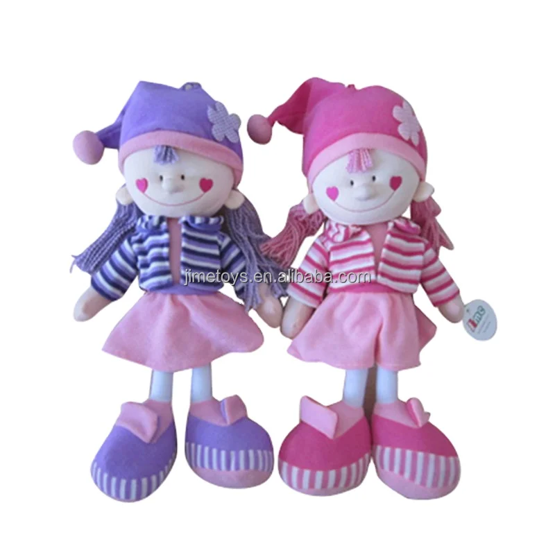JM1206-2 Fabric Rag Dolls with Striped Cotton Dress