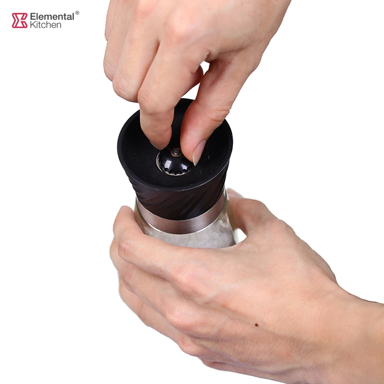 Kitchen Manual ceramic pepper grinder and salt mills with grinder glass jar 160ml
