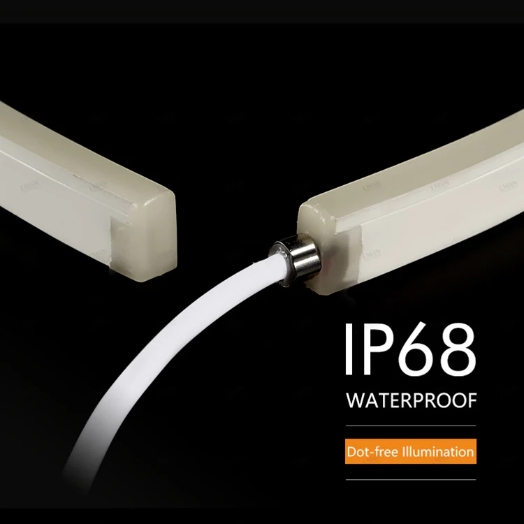 Male And Female Connection PVC Side Bend IP68 Waterproof 12W/m 24V 2835 Neon Flex LED Rope Light