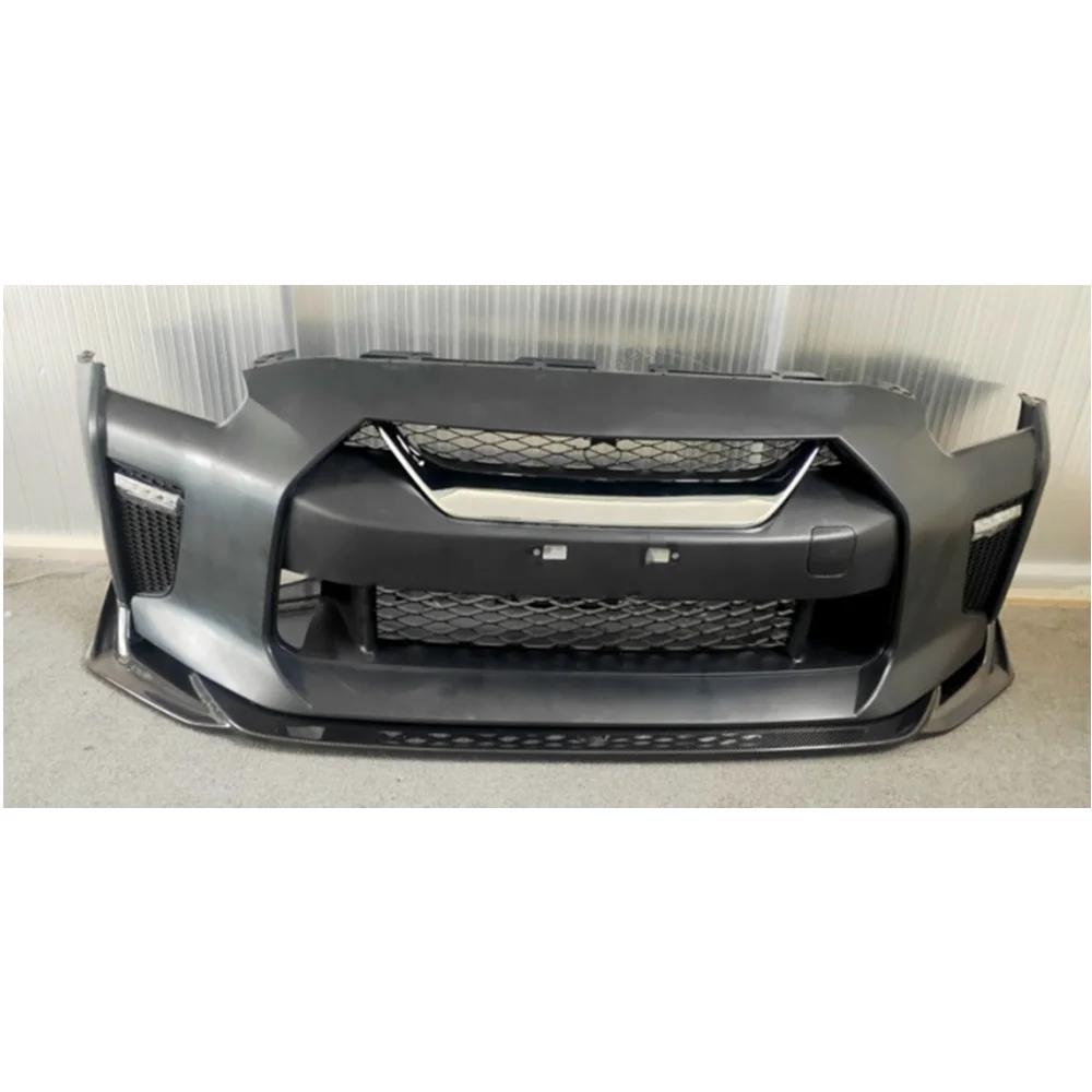 Передний бампер T Secret Style из углеродного волокна подходит для Nissan R35 GTR 2017-2022 передний с губами высокого
