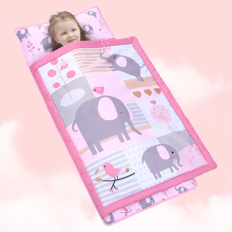 Fashion Style Baby Nap Mat Cotton Kids Sleeping Bag Nap Mat With Removable Pillow For Toddlers Quilt