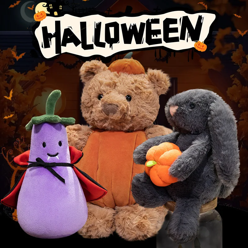 Halloween Plush Pumpkin Bear Vampire Expensive Eggplant Scary Doll Rabbit Toy Posing Plush Toy