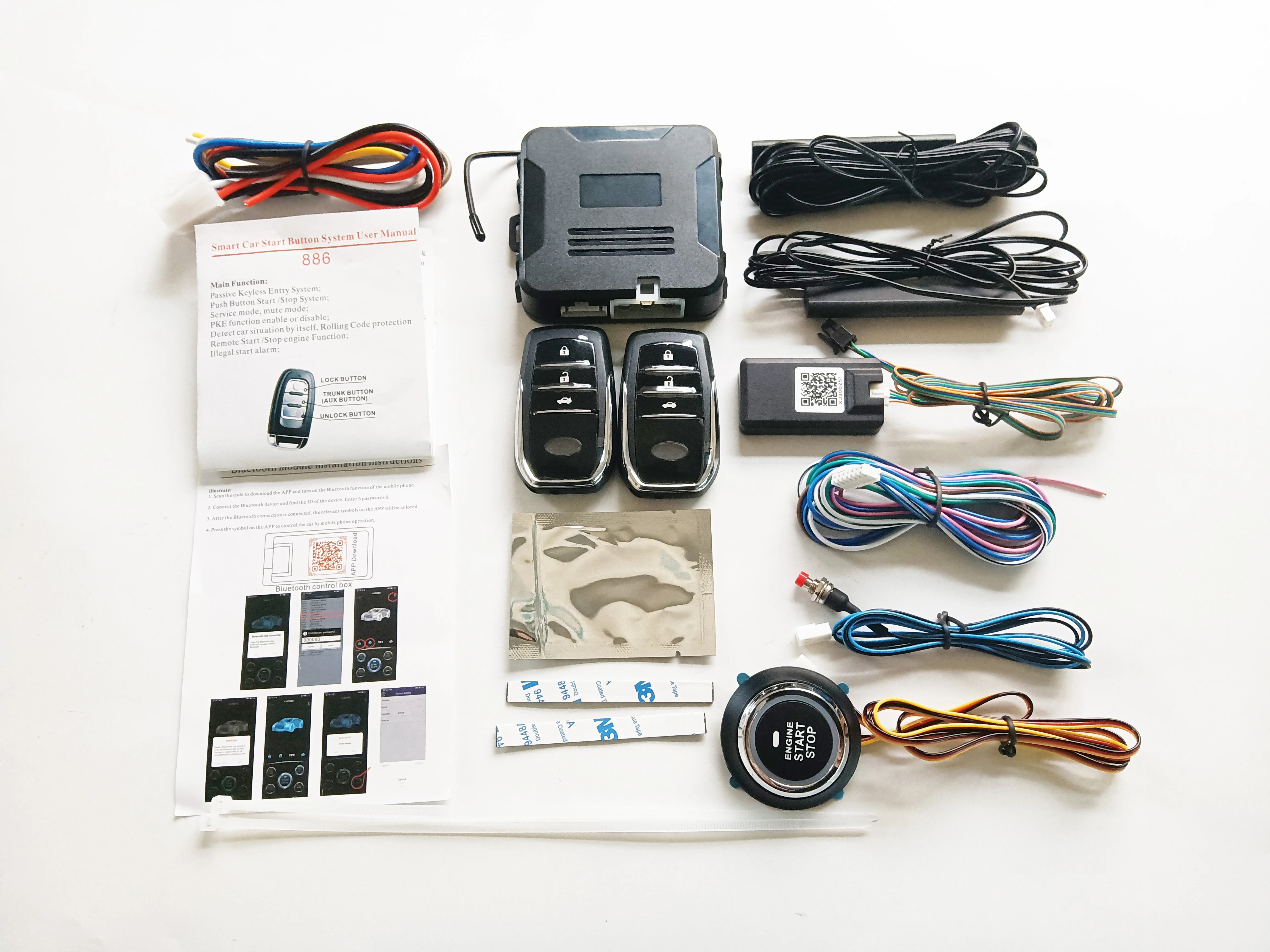 Factory Price Universal Car Alarm Remote Control PKE Car Keyless Entry Engine Start Alarm System Push Button Remote Start Stop