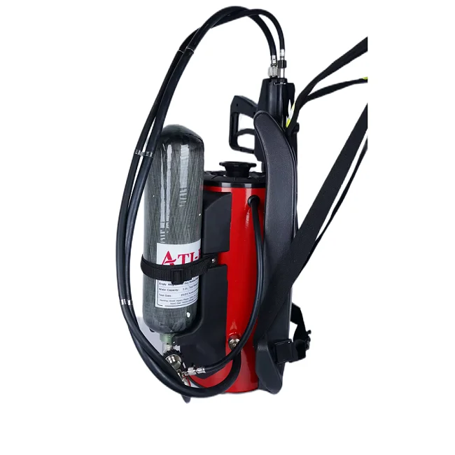 Portable backpack-type fire extinguishing device water mist fire extinguisher