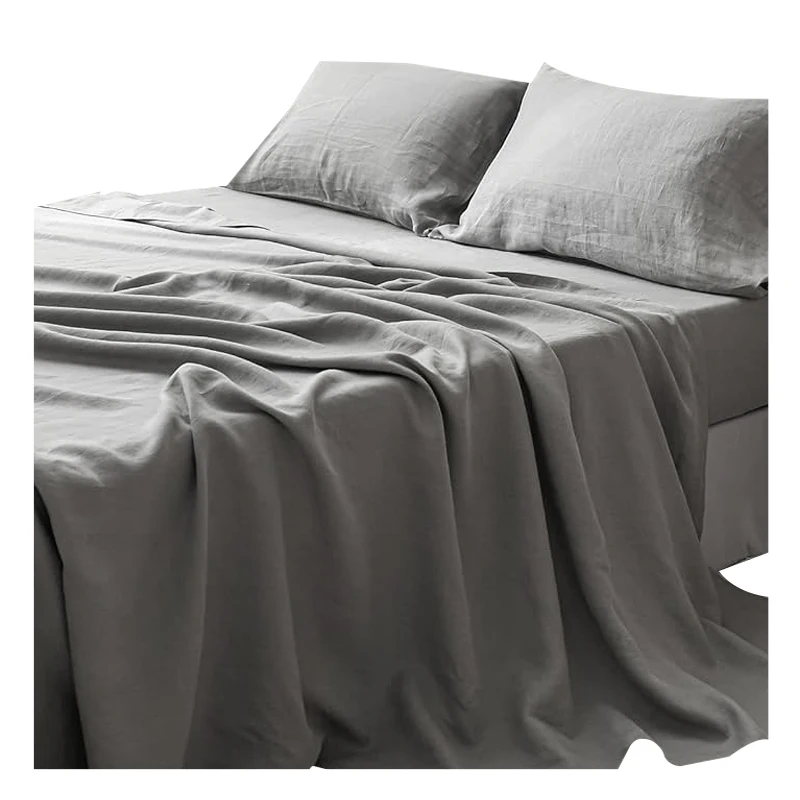 Stripe White King Luxury Sateen Sheet & Pillowcase Set  4-Piece 500TC Cotton Bed Sheet Set