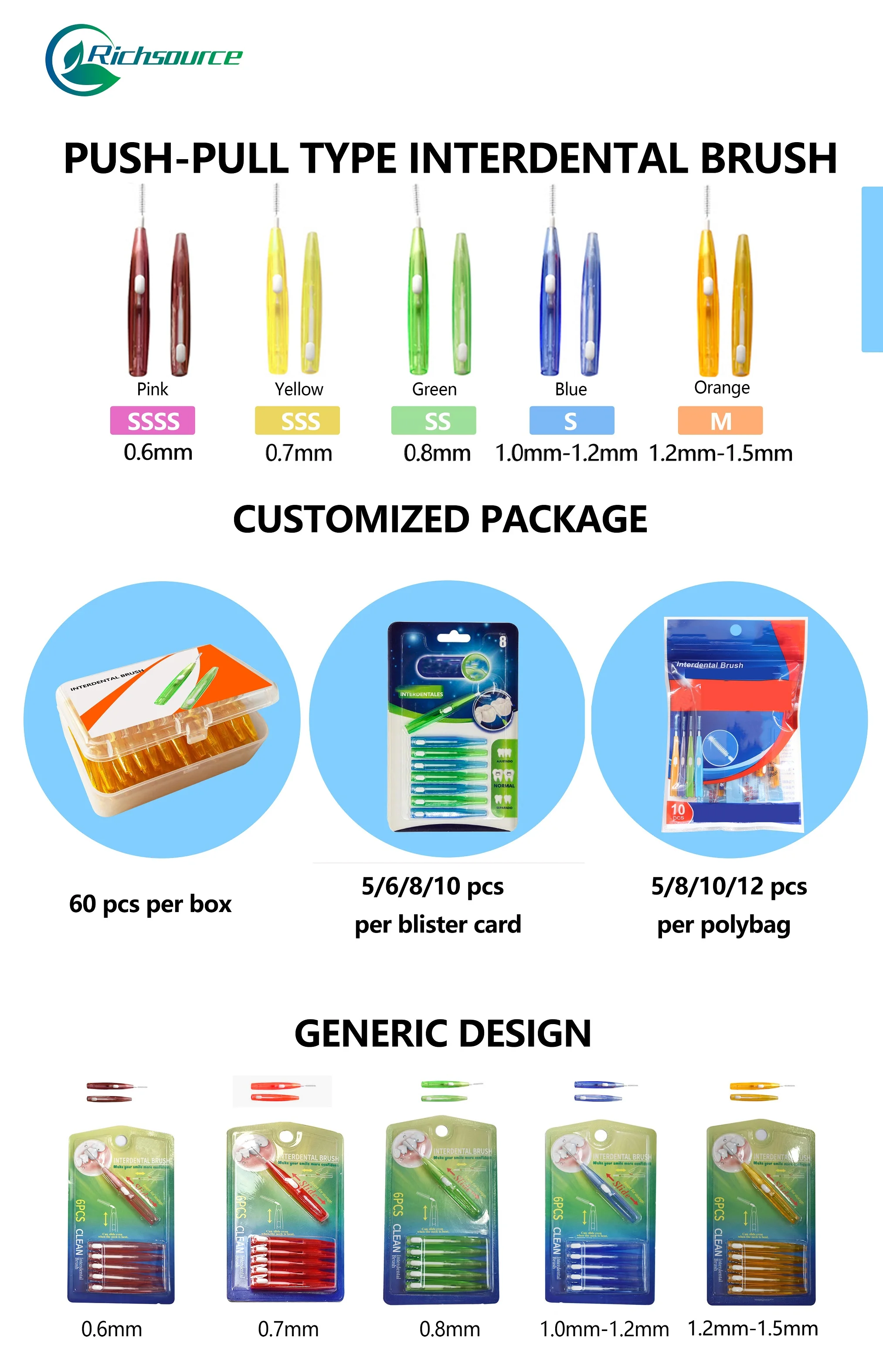 Different Shape Colored Braces Brush Interdental Brush Toothpick Long Handle interdental brushes
