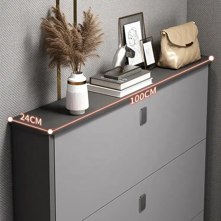 Luxury modern wooden shoe rack cabinet double-deck dump shoe storage cabinet