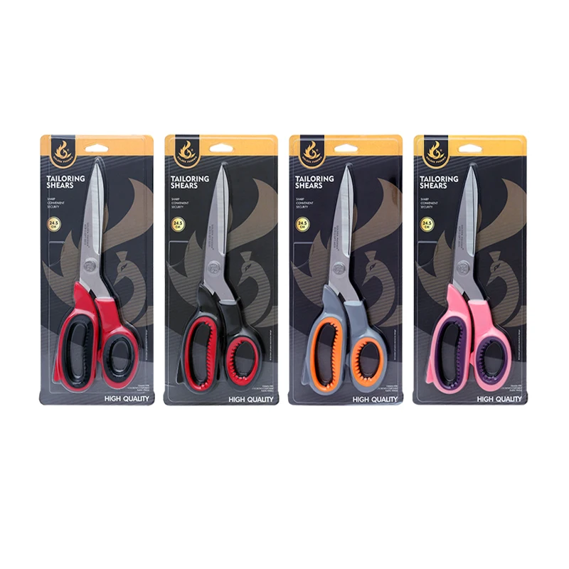 Hot Selling 10inch 3mm Thickness Soft Grips Stainless Steel Fabric Sewing Tools Tailoring Scissors For Fabric Cutting