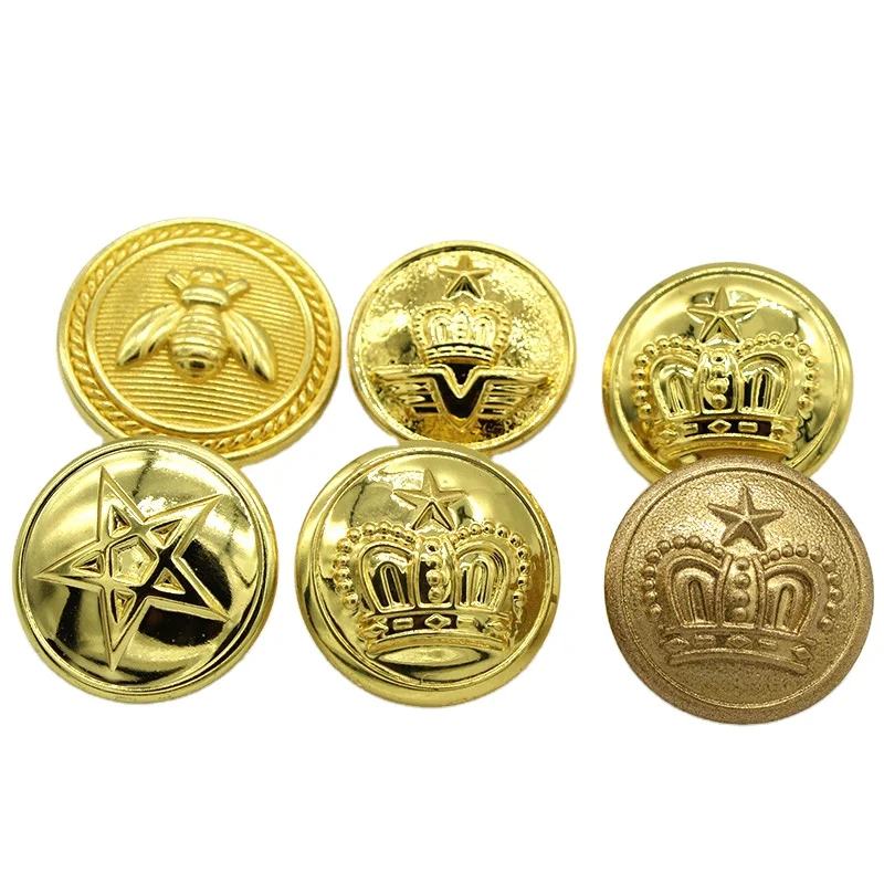 Hot Sale Brass Sewing Buttons Royal Bee Uniform Button Embossed Shank Buttons With Logos