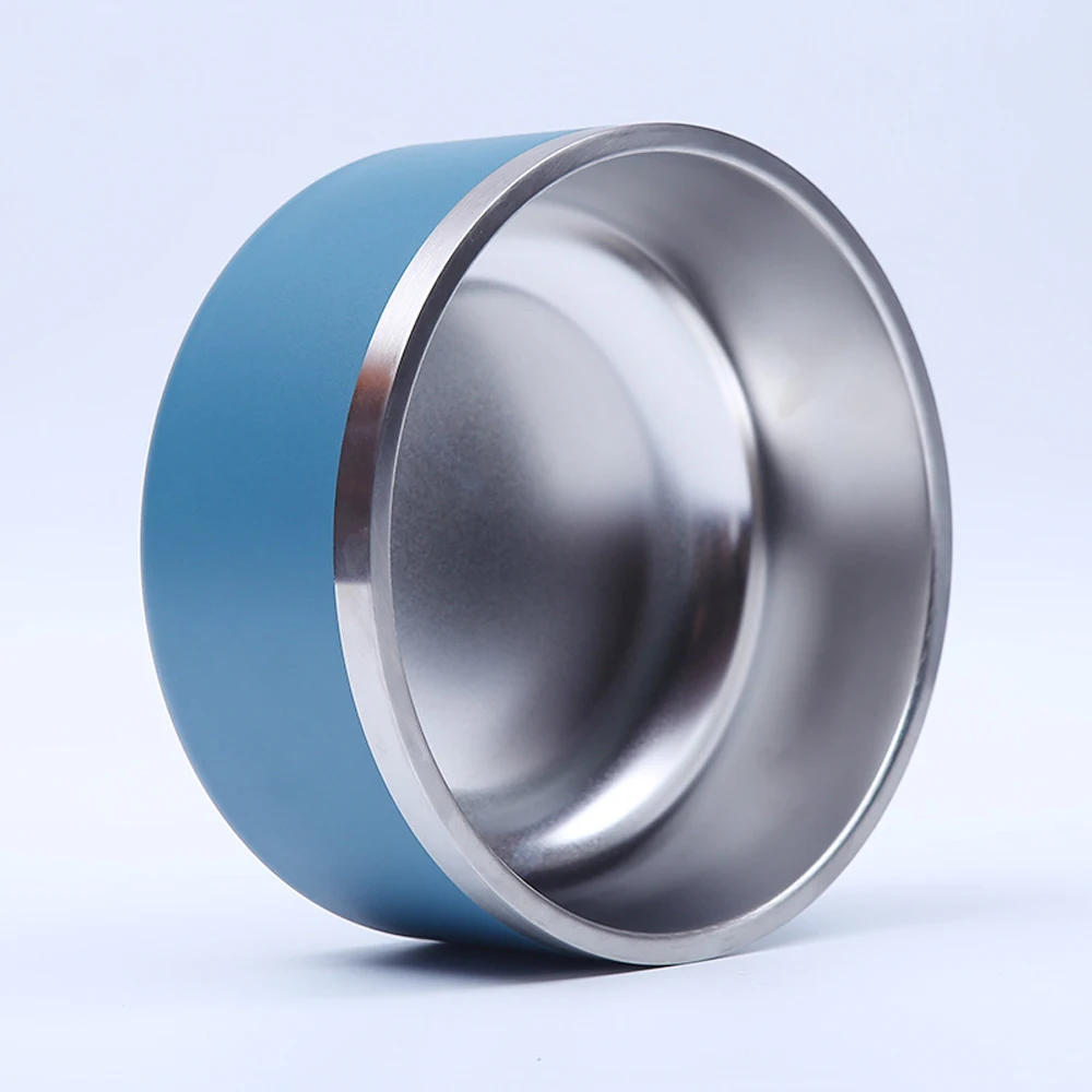 Double Wall Antiskid Stainless Steel Dog Bowl Large Pet Water Drinking Bowl Pet Dog Food Feeder Plate