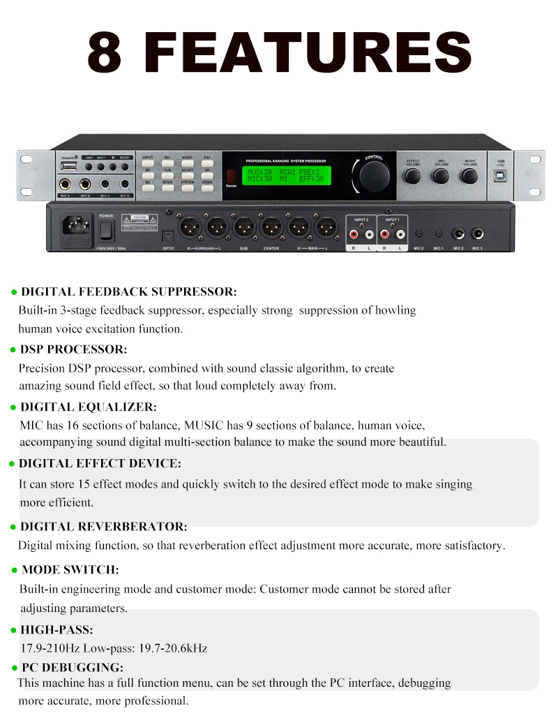 LX8 Professional digital reverb pre-effect audio mixer Audio microphone intelligent digital pre effects