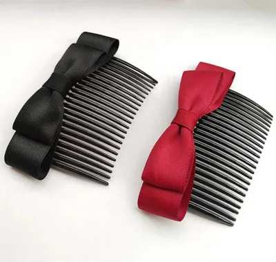 Korean Stereoscopic Children ribbon Bow Bangs Hair Comb Hair Clip Accessories Flip Non-Slip Simple Fork