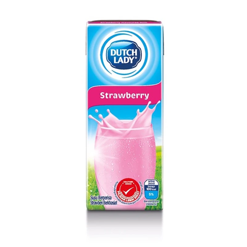 Wholesale Supplier Dutch Lady UHT Strawberry Flavoured Milk 200ml with Delicious and Full of Nutritious