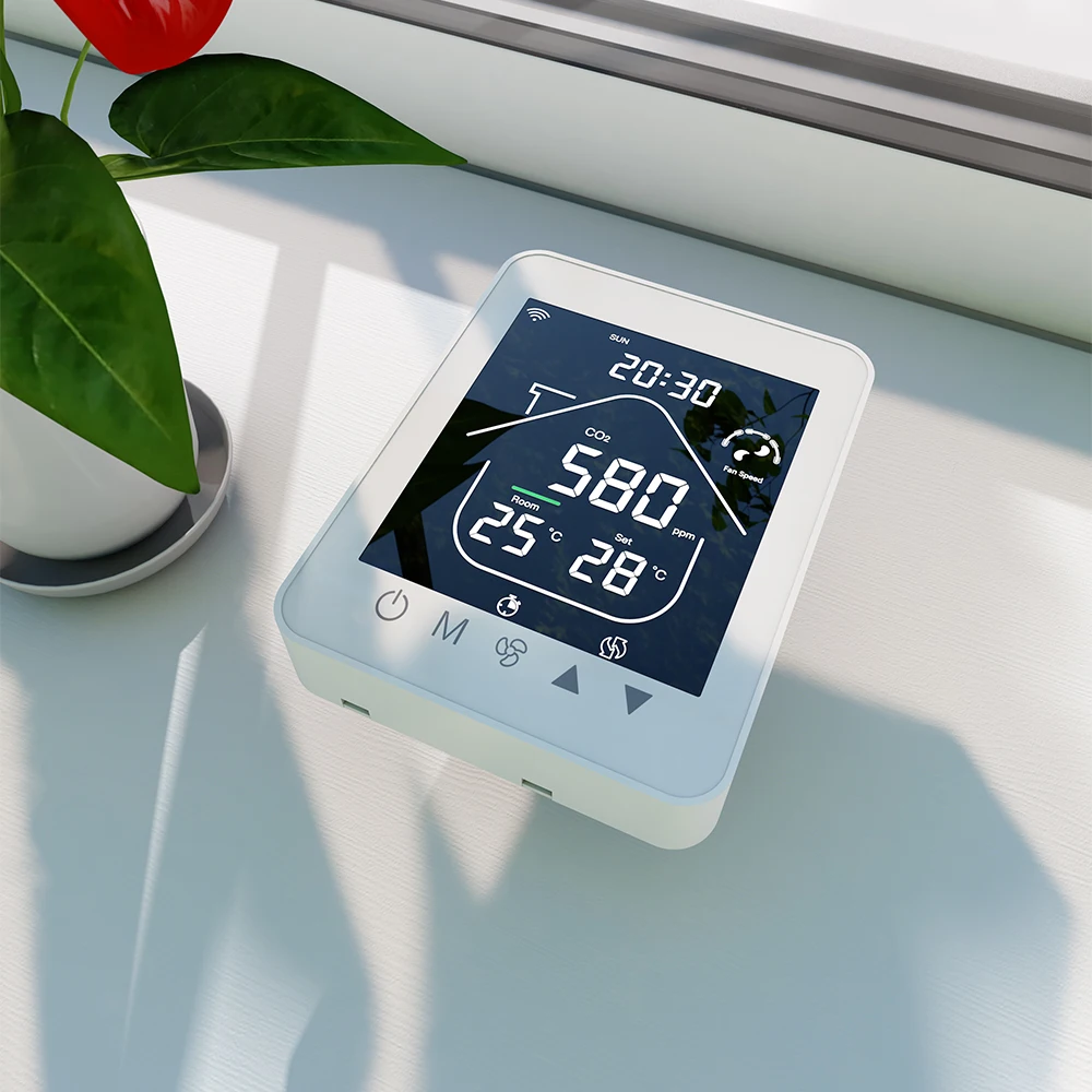 HVAC Systems Thermostat With CO2 and PM2.5 display fan coil unit controller RS485 modbus thermostat