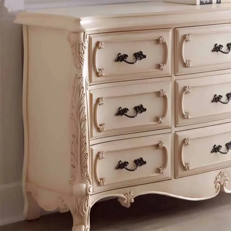 French fashion high-end solid wood carving antique drawer cabinet custom furniture