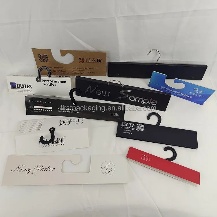 Custom Stock Cheap Black Textile Fabric Swatch Sample Display Paper Hanger for Fabric or fabric header hanger