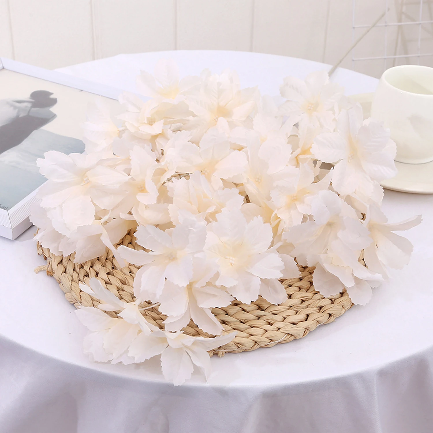 Simulation edelweiss cherry blossom wedding ceiling decoration road lead  flower handmade flower hotel home living room deco
