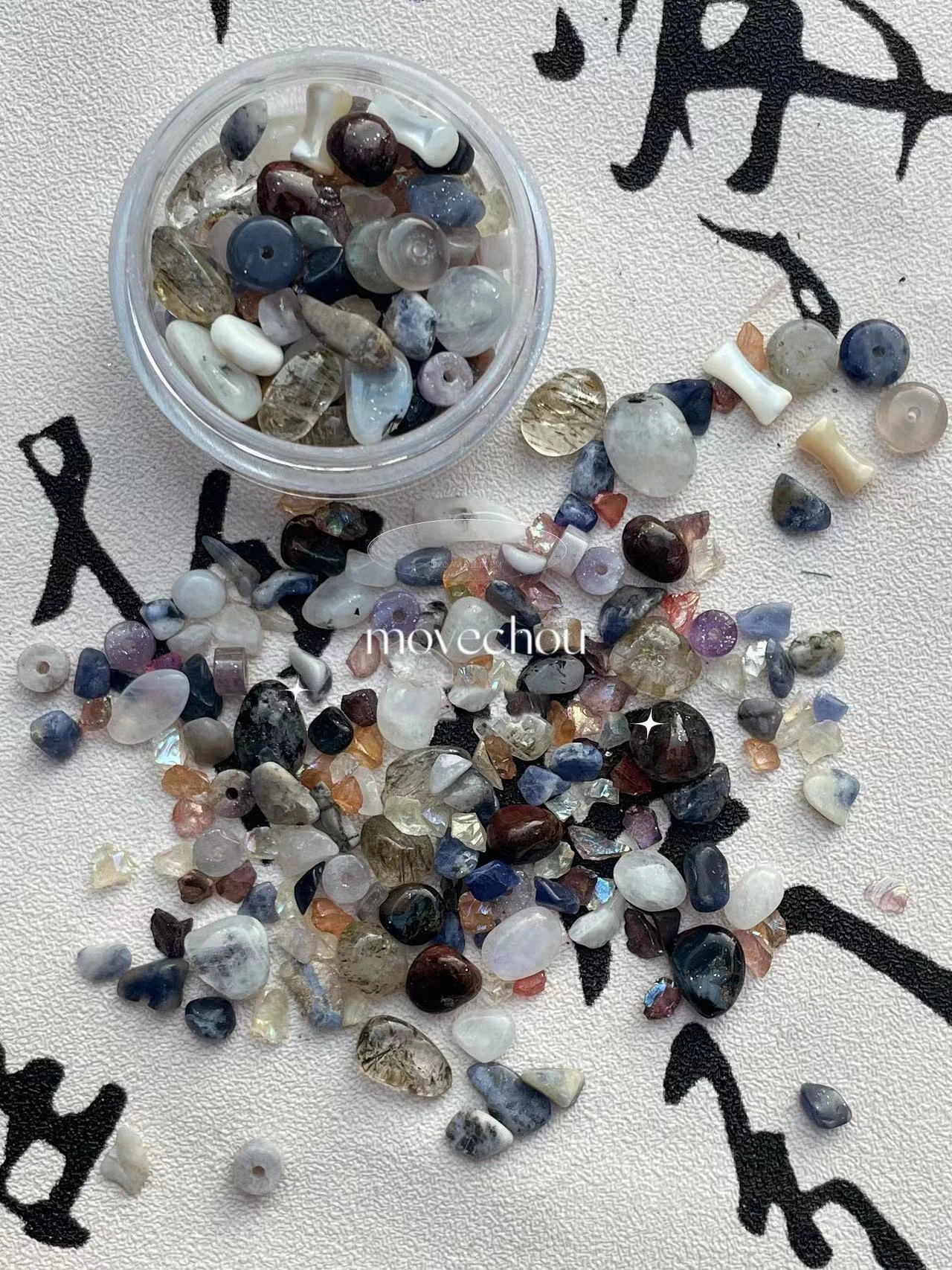 3D Nail Decorations Mix Designs Natural Irregular Stones Mica Flakes Bamboo Knot Mini Glass Rhinestone for nail art