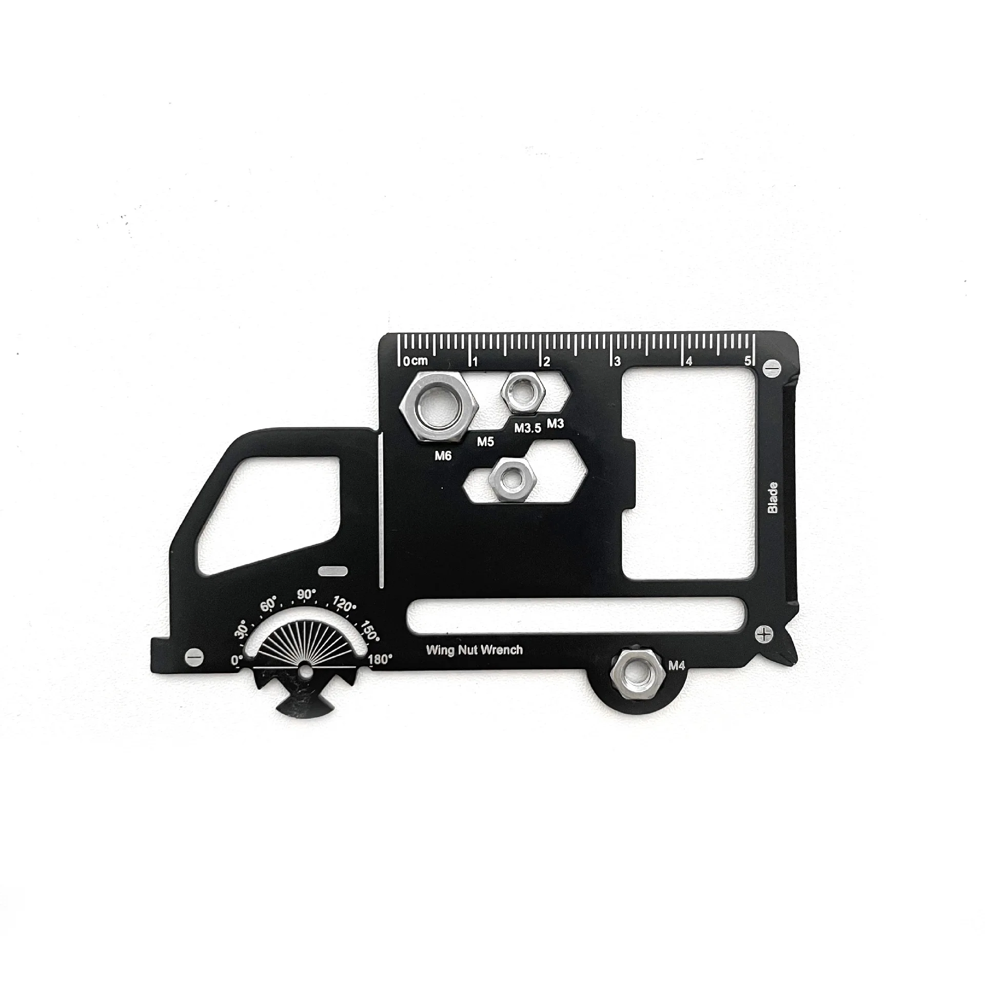 Custom logo Portable 20 in 1 Van Truck Shape Multi-Function Tool Card Key Chain for Outdoor Hiking & Camping