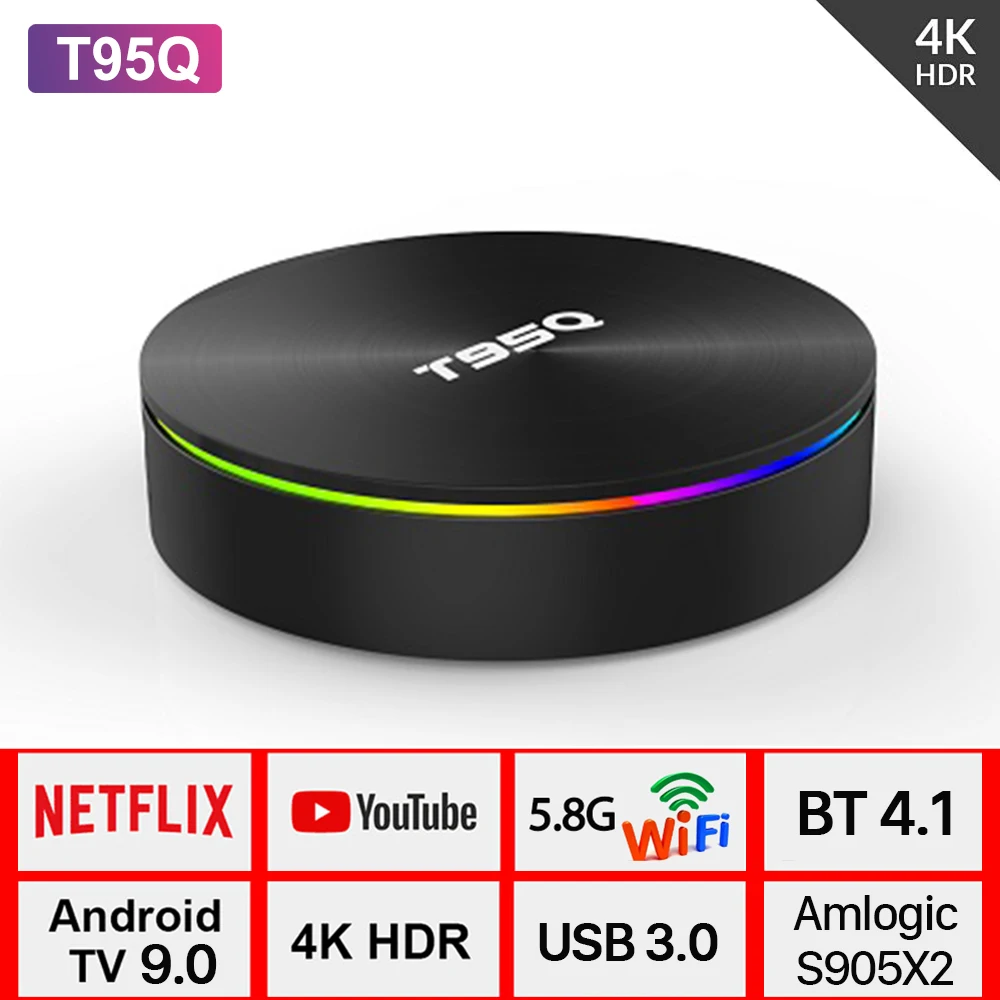 Android 9.0 New Arrival T95Q Iptv Box S905X2 Smart 4G 64G Wifi Tv Settop Box 4GB 64GB Quad Core