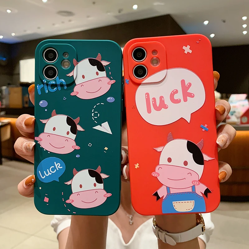 BOORUI luxury tpu doll cow phone case for i phone 6 back cover fancy telephone cases for iphone 12 case